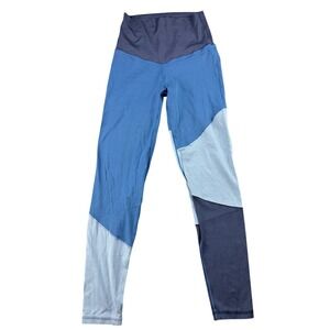 Aerie Chill Play Move Leggings Women S Blue High Waisted Colorblock Yoga Stretch